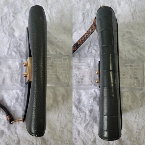 COACH Ivy Green Crocodile Embossed Leather Envelope Flap Wallet Convertible - Picture 6 of 13